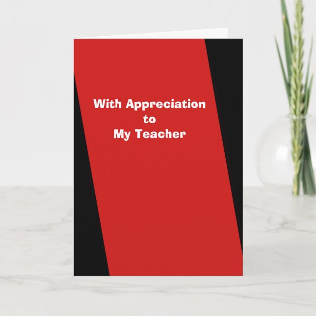 Teacher Appreciation Day Greeting Card, Stripe Red Thank You Card (Front)