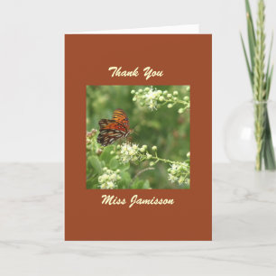 Teacher Appreciation Day Orange Butterfly Thank You Card