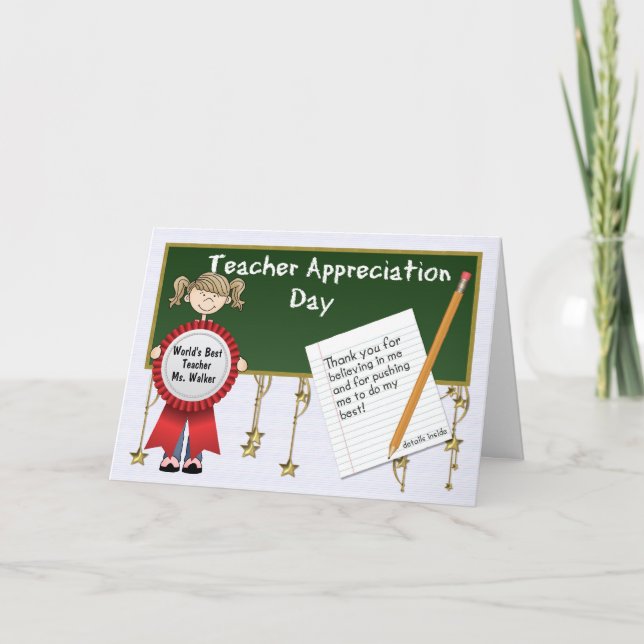 Teacher Appreciation Day with Name and Class Card (Front)