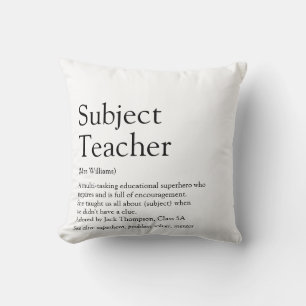 Teacher Appreciation Definition Black and White Cushion