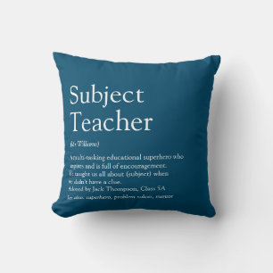 Teacher Appreciation Definition Typographic Blue Cushion