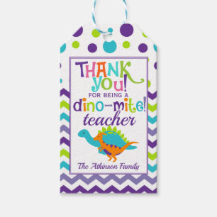 Teacher Appreciation Dinosaur Dino-Mite Thank You Gift Tags