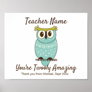 Teacher Appreciation DIY Owl Handprint Template Poster