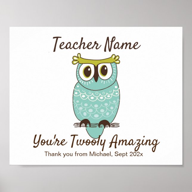 Teacher Appreciation DIY Owl Handprint Template Poster (Front)