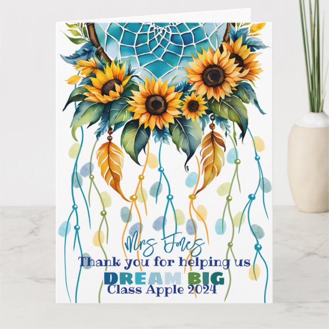 teacher appreciation dream catcher fingerprint  card (Front)