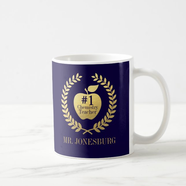Teacher Appreciation Faux Gold Foil Custom Name Coffee Mug (Right)