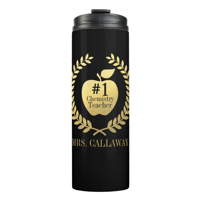 Teacher Appreciation Faux Gold Foil Custom Name Thermal Tumbler (Front)