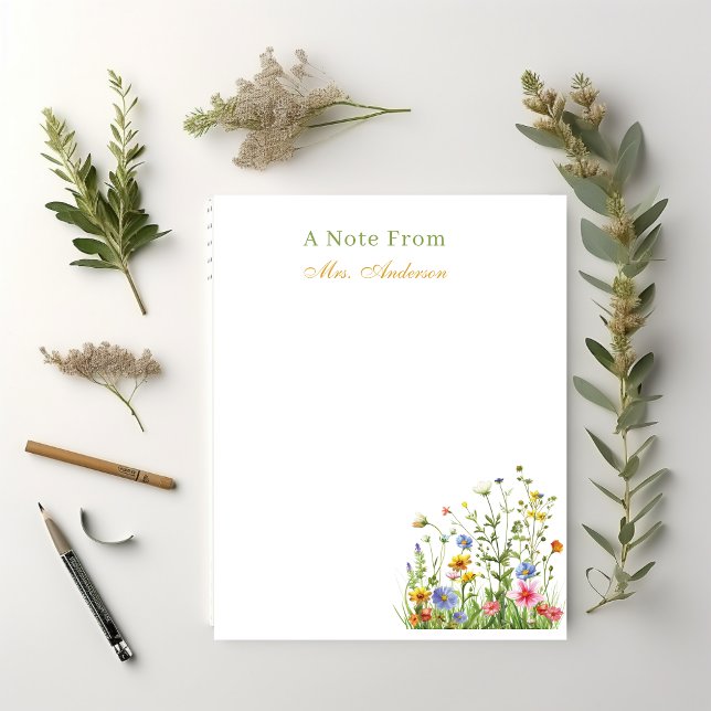Teacher Appreciation Floral Botanical Custom Notepad (CUTE FLORAL TEACHER NOTEPAD)