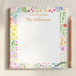 Teacher Appreciation Floral Flowers Personalised Notepad