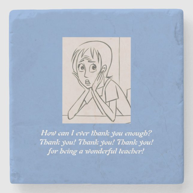 Teacher Appreciation Gift blue Stone Coaster (Front)