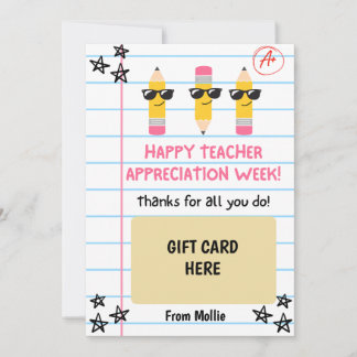 Teacher Appreciation Gift Card Holder Cool Pencil