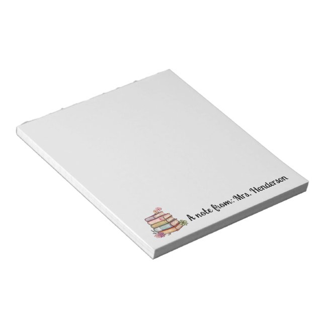 Teacher Appreciation Gift Custom Name Notepad (Angled)