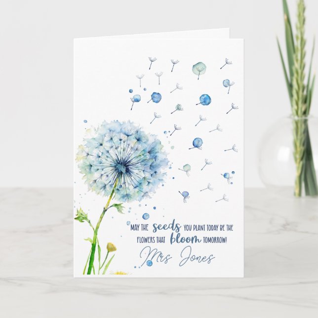 teacher appreciation gift dandelion fingerprint card (Front)