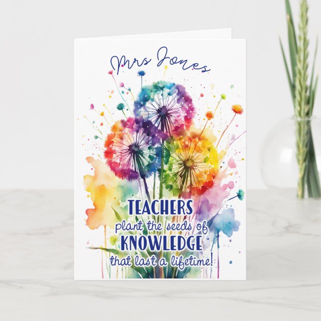 teacher appreciation gift dandelion seeds card (Front)