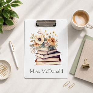 Teacher Appreciation Gift Floral Books Clipboard