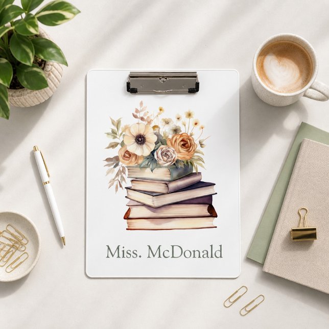 Teacher Appreciation Gift Floral Books Clipboard (Creator Uploaded)