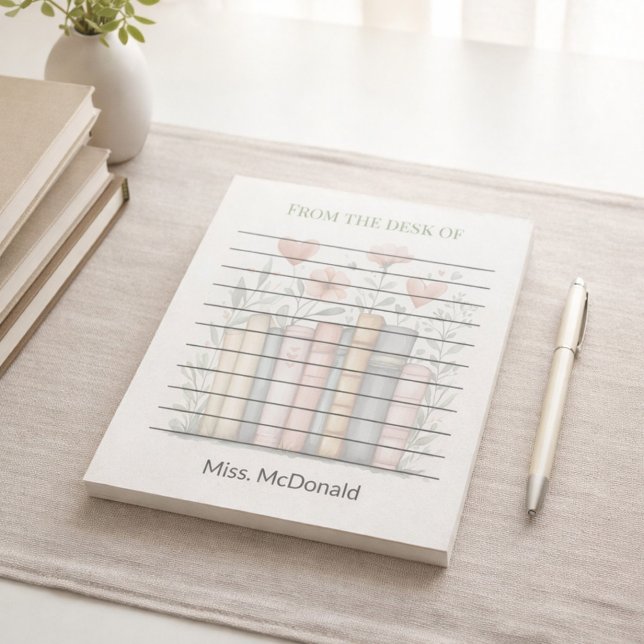 Teacher Appreciation Gift Floral Stacked Books  Notepad (Creator Uploaded)