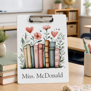 Teacher Appreciation Gift Flowers and Books Clipboard