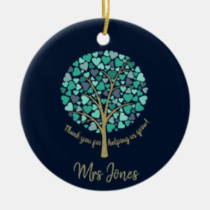 Teacher appreciation gift gold glitter heart tree ceramic tree decoration