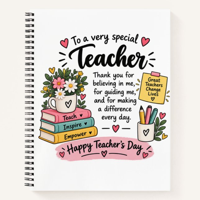 Teacher Appreciation Gift | Happy Teacher's Day  Notebook (Front)