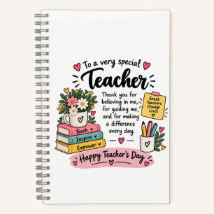 Teacher Appreciation Gift   Happy Teacher's Day  Notebook