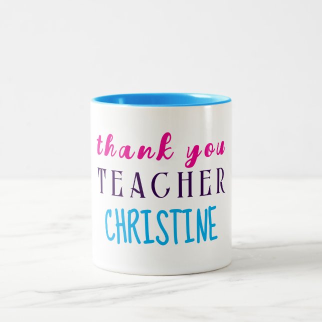 Teacher Appreciation Gift, Personalised Thank You  Two-Tone Coffee Mug (Center)
