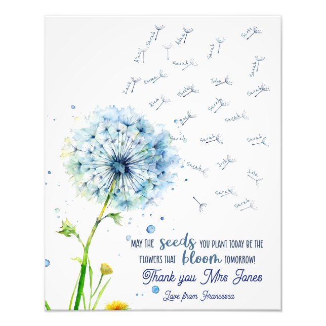 teacher appreciation gift pick you dandelion fly photo print (Front)
