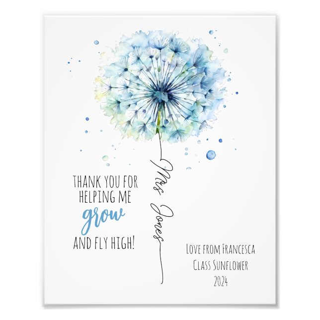 teacher appreciation gift pick you dandelion fly photo print (Front)