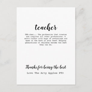 Teacher appreciation gift postcard