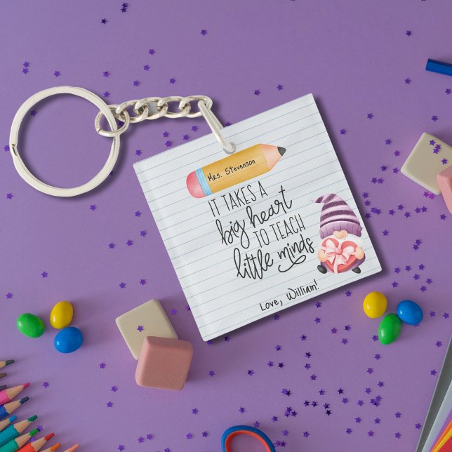 Teacher Appreciation Gnome With Heart Key Ring (Creator Uploaded)