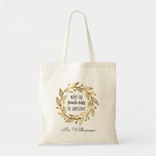 Teacher Appreciation Gold Teacher Personalised Tote Bag