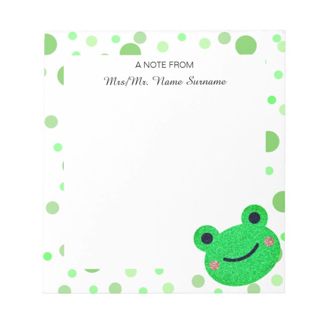 Teacher Appreciation Green Frog Notepad (Front)