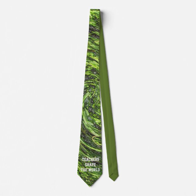 Teacher Appreciation Green Swirl Spiral Abstract Tie (Front)