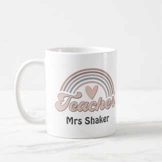 Teacher Appreciation Heart Rainbow Thank You Coffee Mug