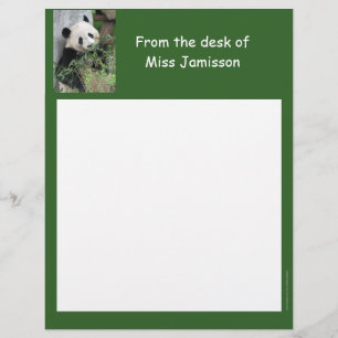 Teacher Appreciation Letterhead Panda From Desk of
