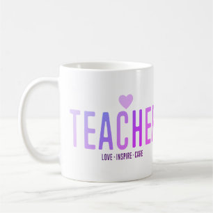 Teacher Appreciation Love Inspire Care Purple Coffee Mug