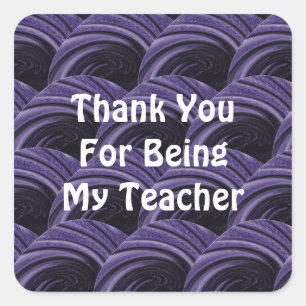 Teacher Appreciation Modern Purple Black Thank You Square Sticker