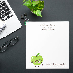 Teacher Appreciation Modern Trendy Cute Apple Notepad