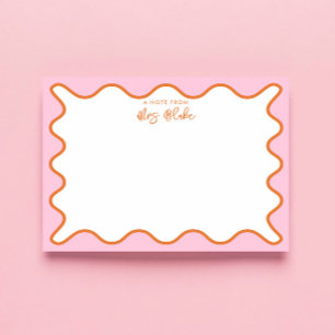 Teacher Appreciation Orange and Pink Wavy Notepad