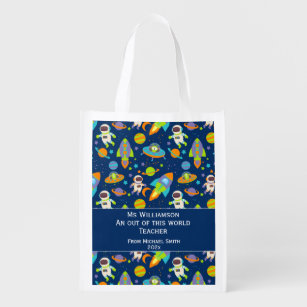 Teacher Appreciation Out of This World Space Reusable Grocery Bag