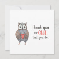 Teacher Appreciation Owl Thank You
