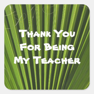 Teacher Appreciation Palm Leaf Photo Thank You Square Sticker