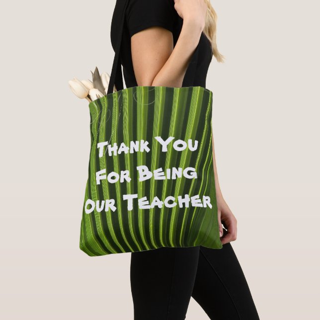 Teacher Appreciation Palm Leaf Photo Thank You Tote Bag (Close Up)