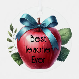 Teacher Appreciation Personalised Apples and Bows  Metal Tree Decoration