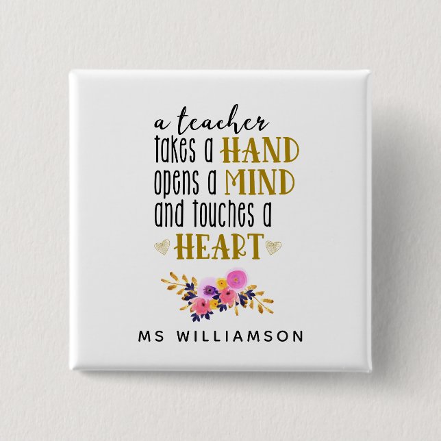 Teacher Appreciation Personalised Button Gift (Front)
