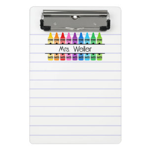 Teacher Appreciation Personalised Crayon Lined Mini Clipboard