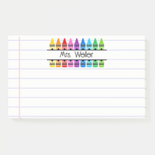 Teacher Appreciation Personalised Crayon Lined Post-it Notes