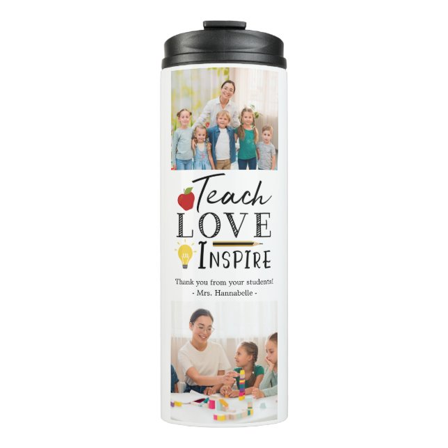 Teacher appreciation photo gift personalised thermal tumbler (Front)