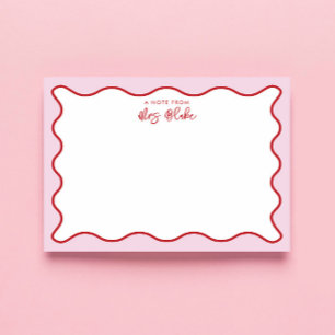 Teacher Appreciation Pink Red Wavy Notepad