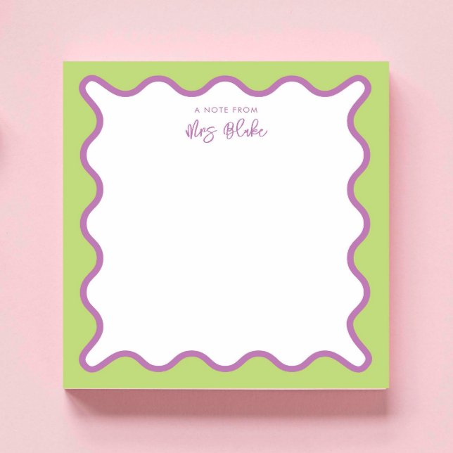 Teacher Appreciation Purple Green Wavy Notepad (Creator Uploaded)